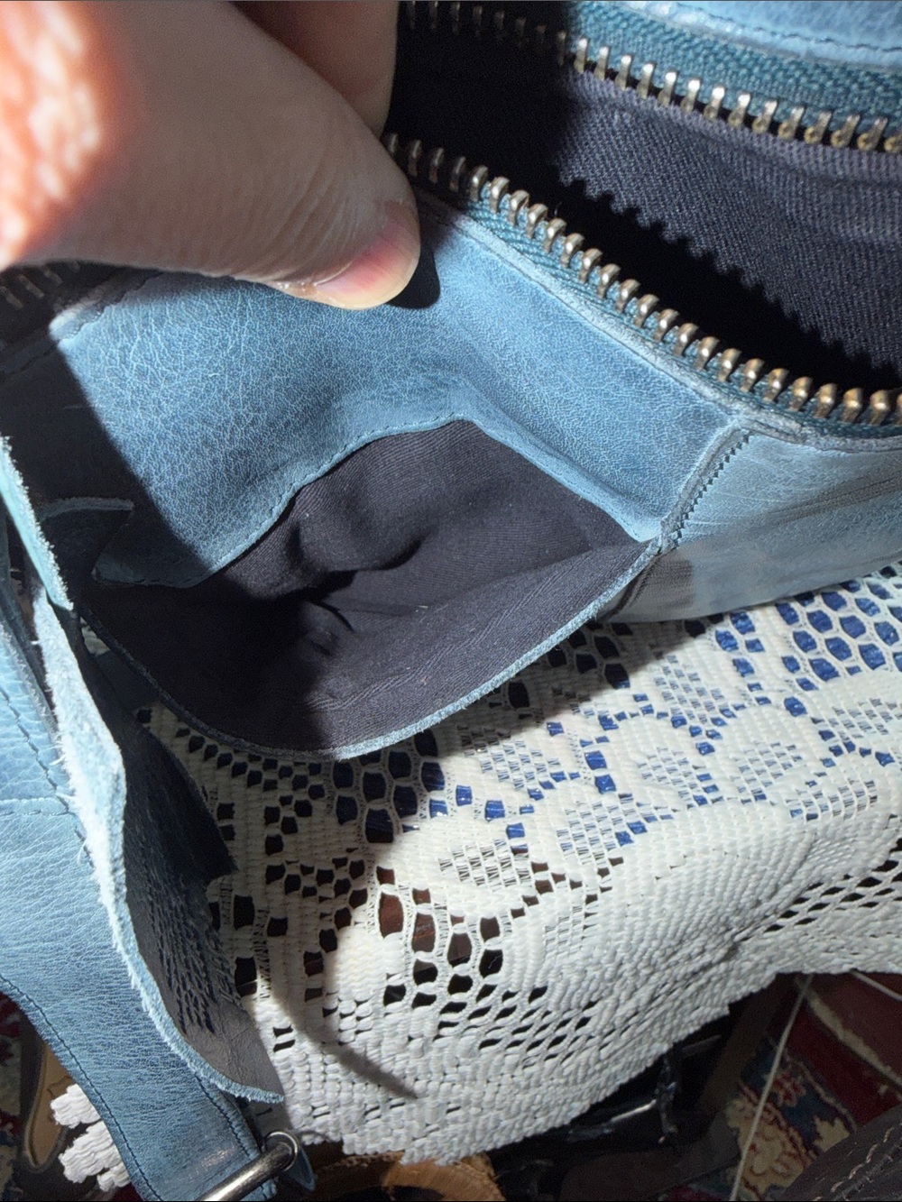 Latico Brynn Denim  Blue Leather Crossbody Bag - Picture 12 of 13